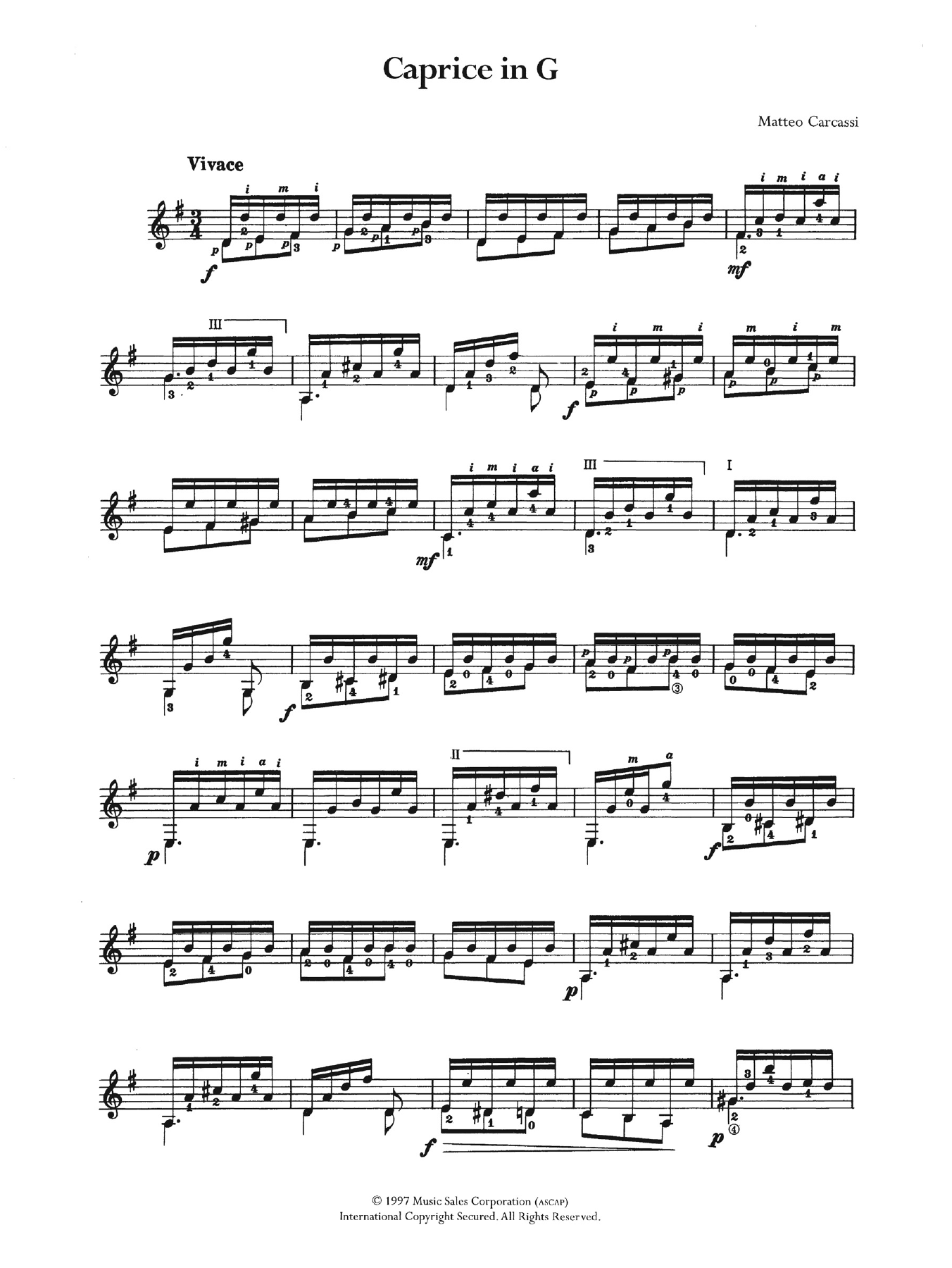 Matteo Carcassi Caprice In G sheet music notes and chords. Download Printable PDF.