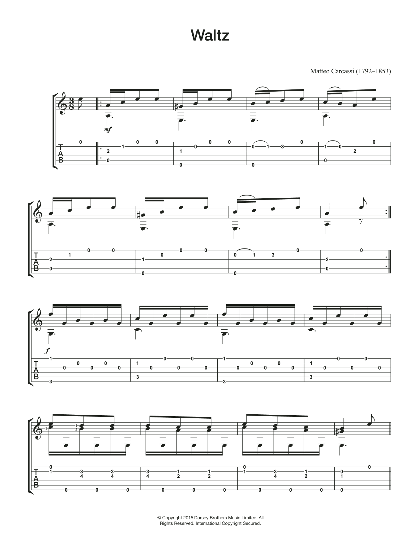 Matteo Carcassi Waltz sheet music notes and chords. Download Printable PDF.