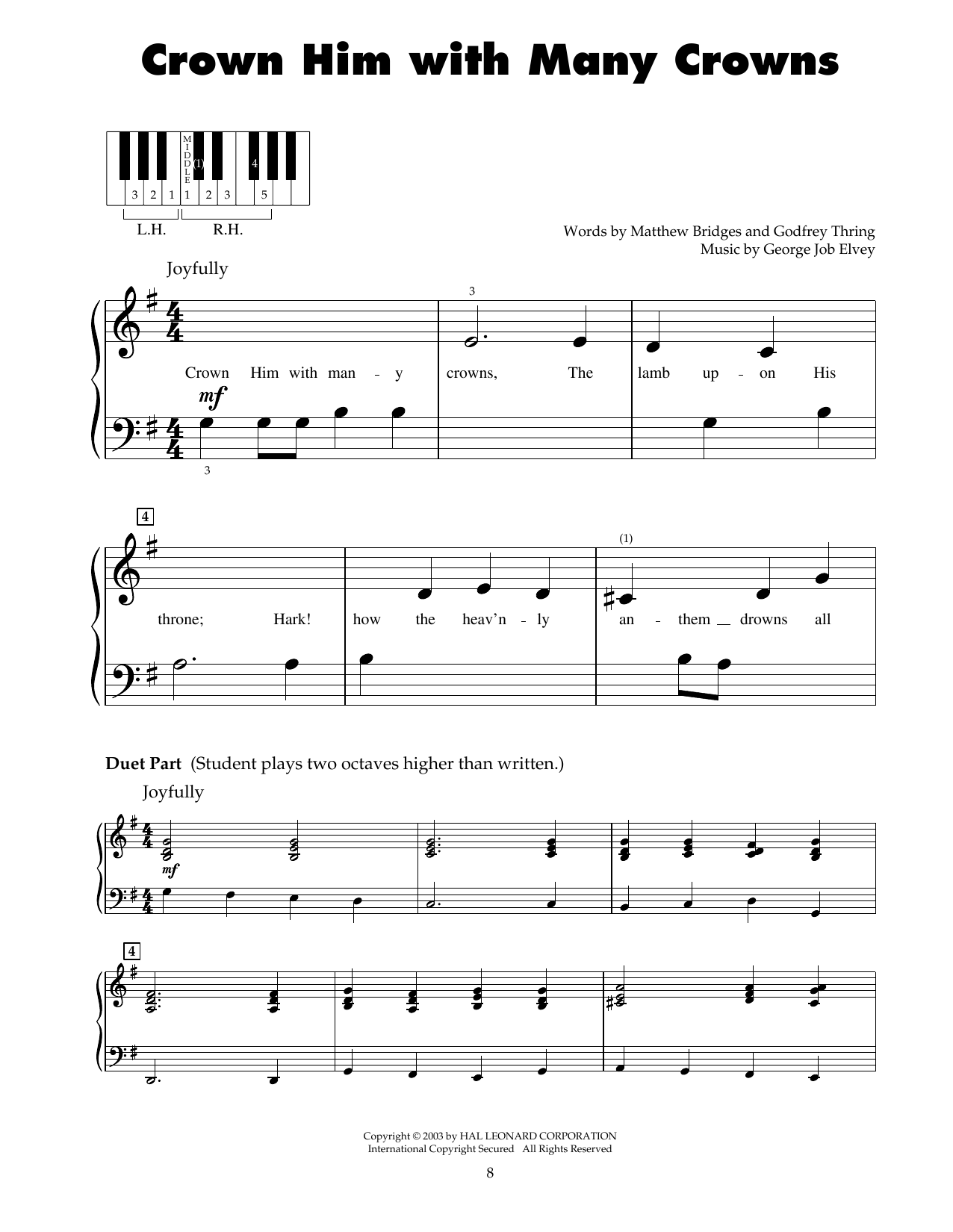 Matthew Bridges Crown Him With Many Crowns sheet music notes and chords. Download Printable PDF.