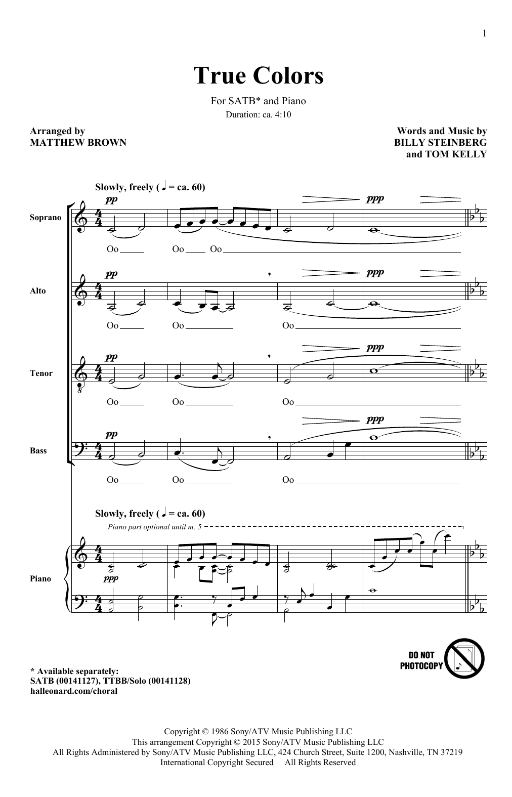 Learn to play Matthew Brown True Colors sheet music for TTBB Choir in minutes. Price: 3.9900$ Matthew Brown True Colors sheet music notes and chords arranged for TTBB Choir