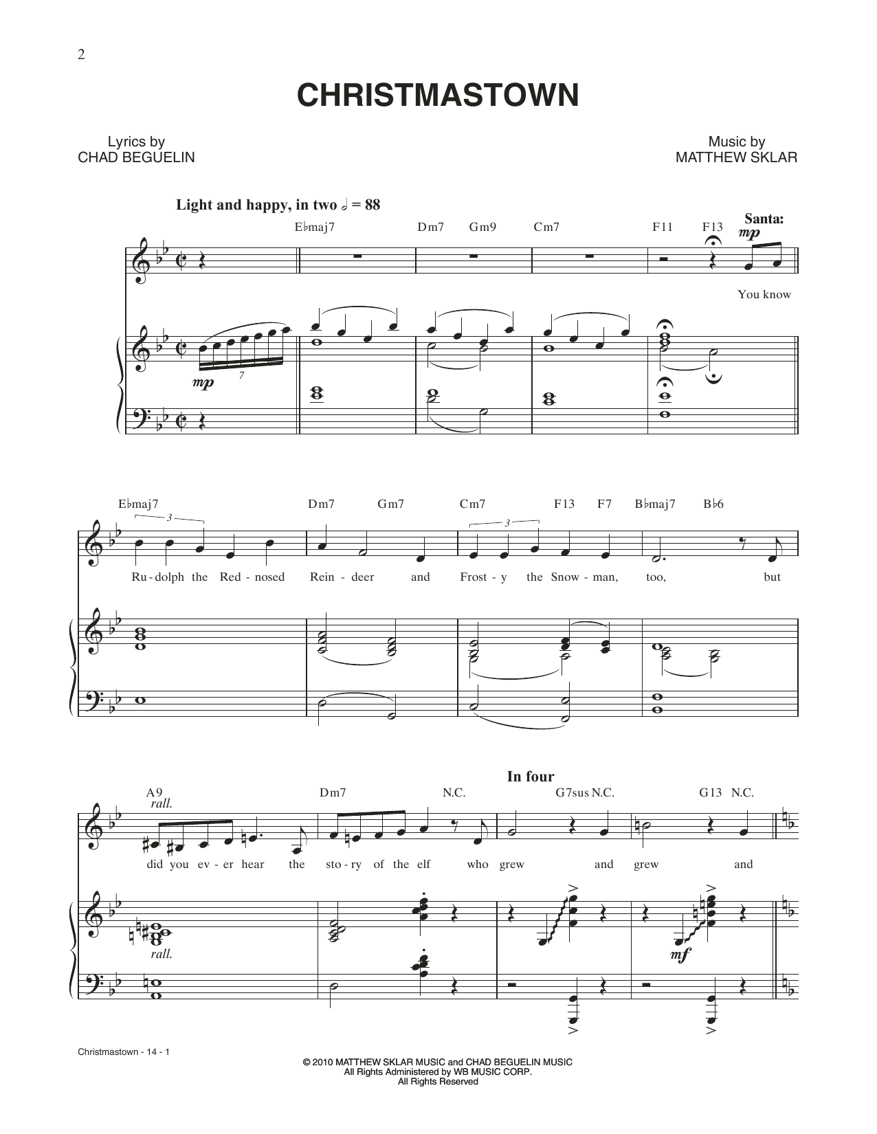 Matthew Sklar & Chad Beguelin Christmastown (from Elf: The Musical) sheet music notes and chords. Download Printable PDF.