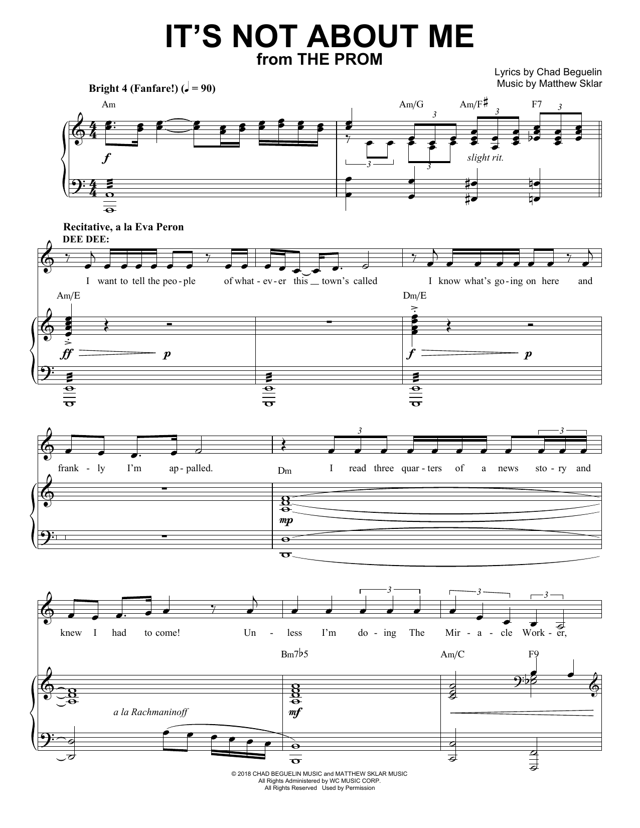 Matthew Sklar & Chad Beguelin It's Not About Me (from The Prom: A New Musical) sheet music notes and chords. Download Printable PDF.