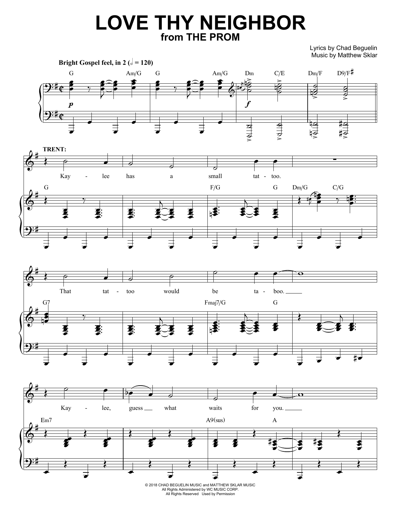 Matthew Sklar & Chad Beguelin Love Thy Neighbor (from The Prom: A New Musical) sheet music notes and chords. Download Printable PDF.