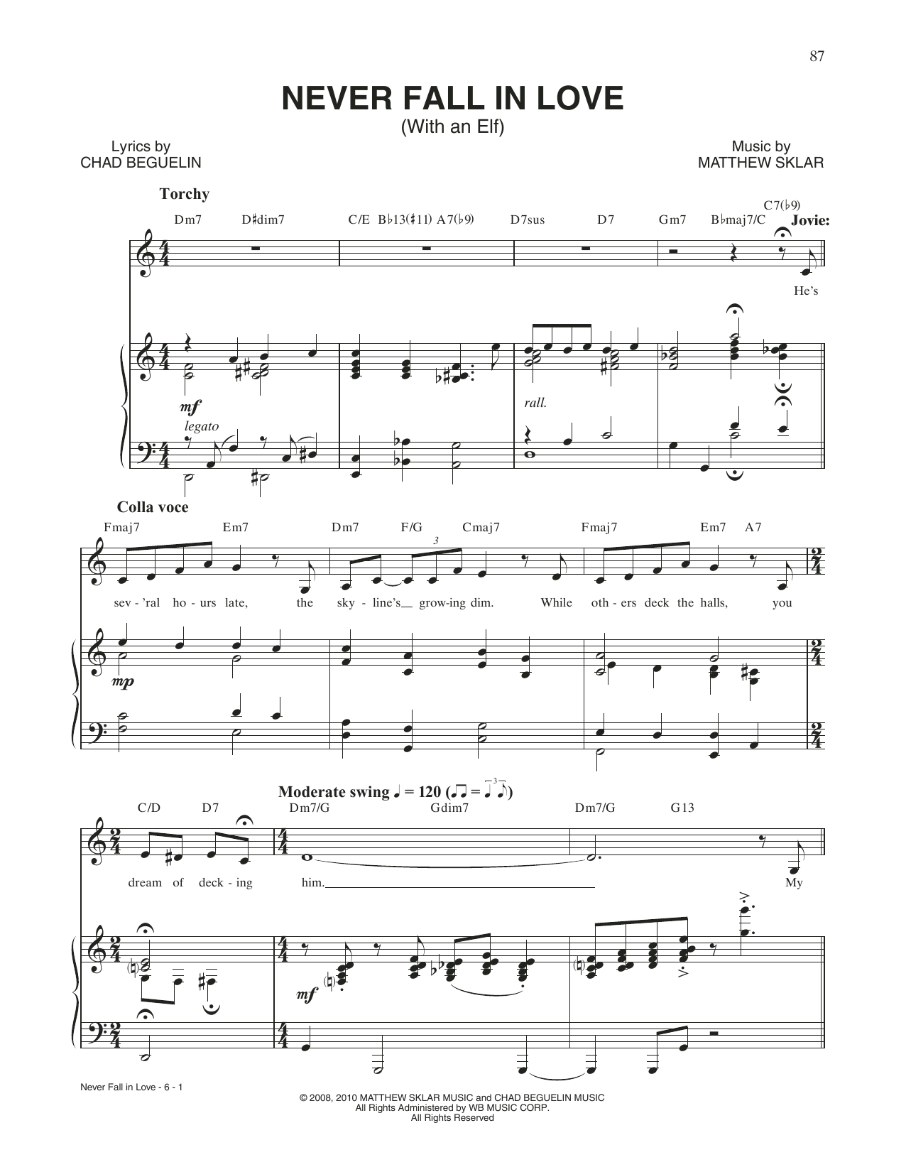 Matthew Sklar & Chad Beguelin Never Fall In Love (With An Elf) (from Elf: The Musical) sheet music notes and chords. Download Printable PDF.