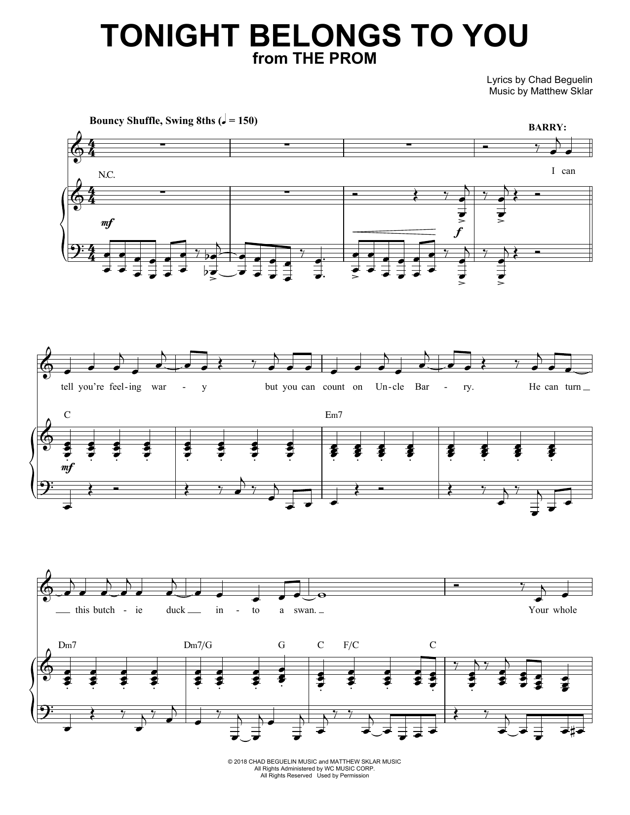 Matthew Sklar & Chad Beguelin Tonight Belongs To You (from The Prom: A New Musical) sheet music notes and chords. Download Printable PDF.