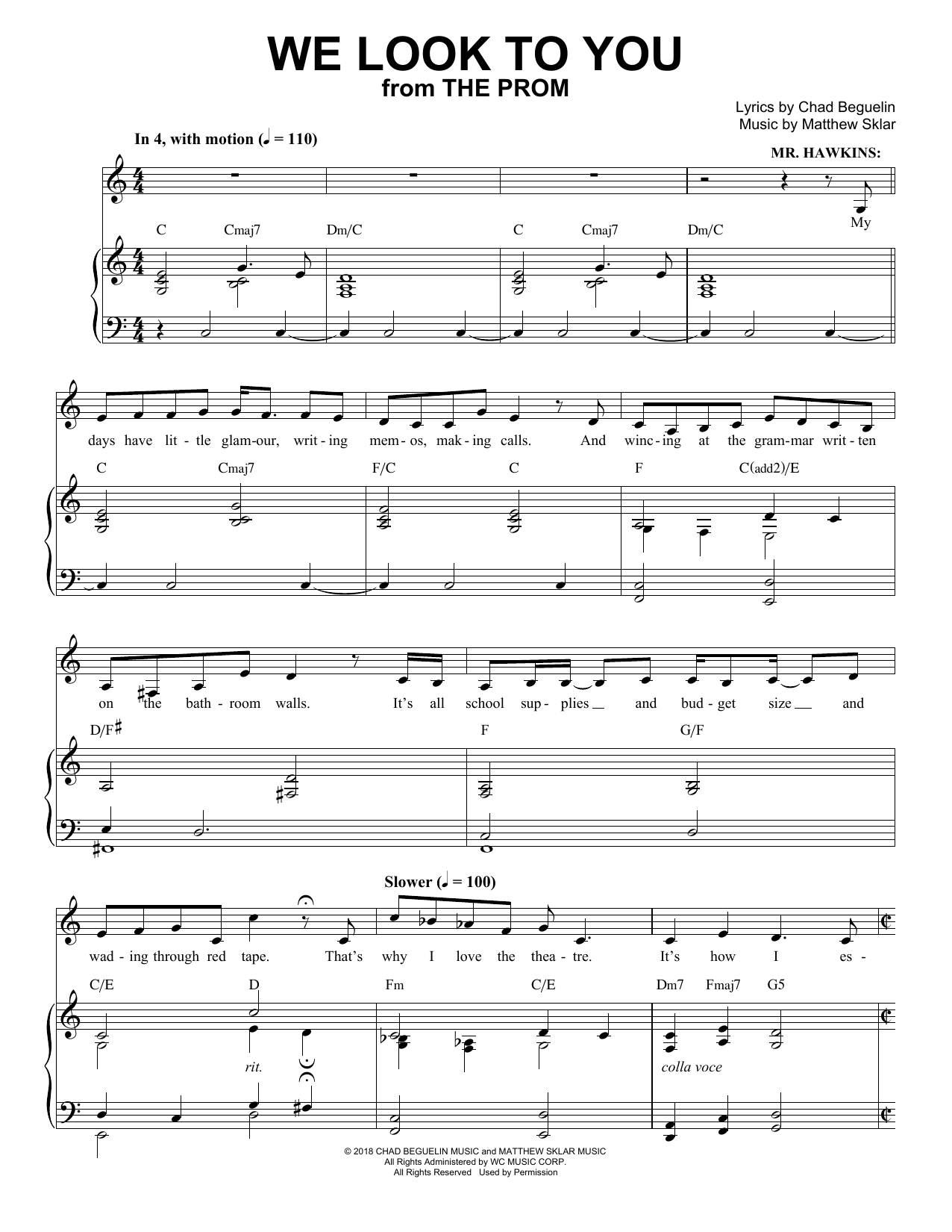 Matthew Sklar & Chad Beguelin We Look To You (from The Prom: A New Musical) sheet music notes and chords. Download Printable PDF.