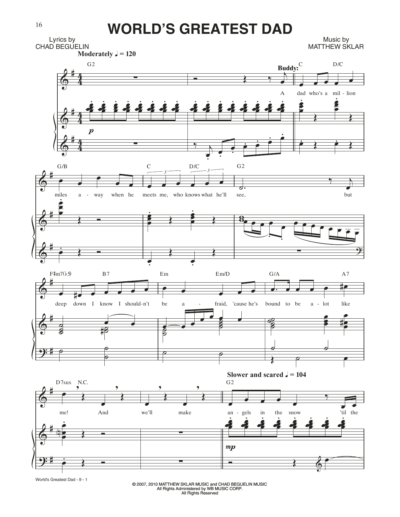 Matthew Sklar & Chad Beguelin World's Greatest Dad (from Elf: The Musical) sheet music notes and chords. Download Printable PDF.