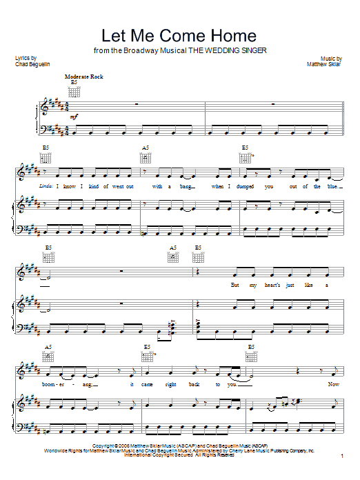 Matthew Sklar Let Me Come Home sheet music notes and chords. Download Printable PDF.