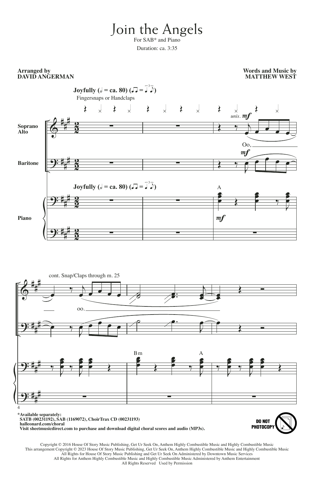 Matthew West Join The Angels (arr. David Angerman) sheet music notes and chords. Download Printable PDF.