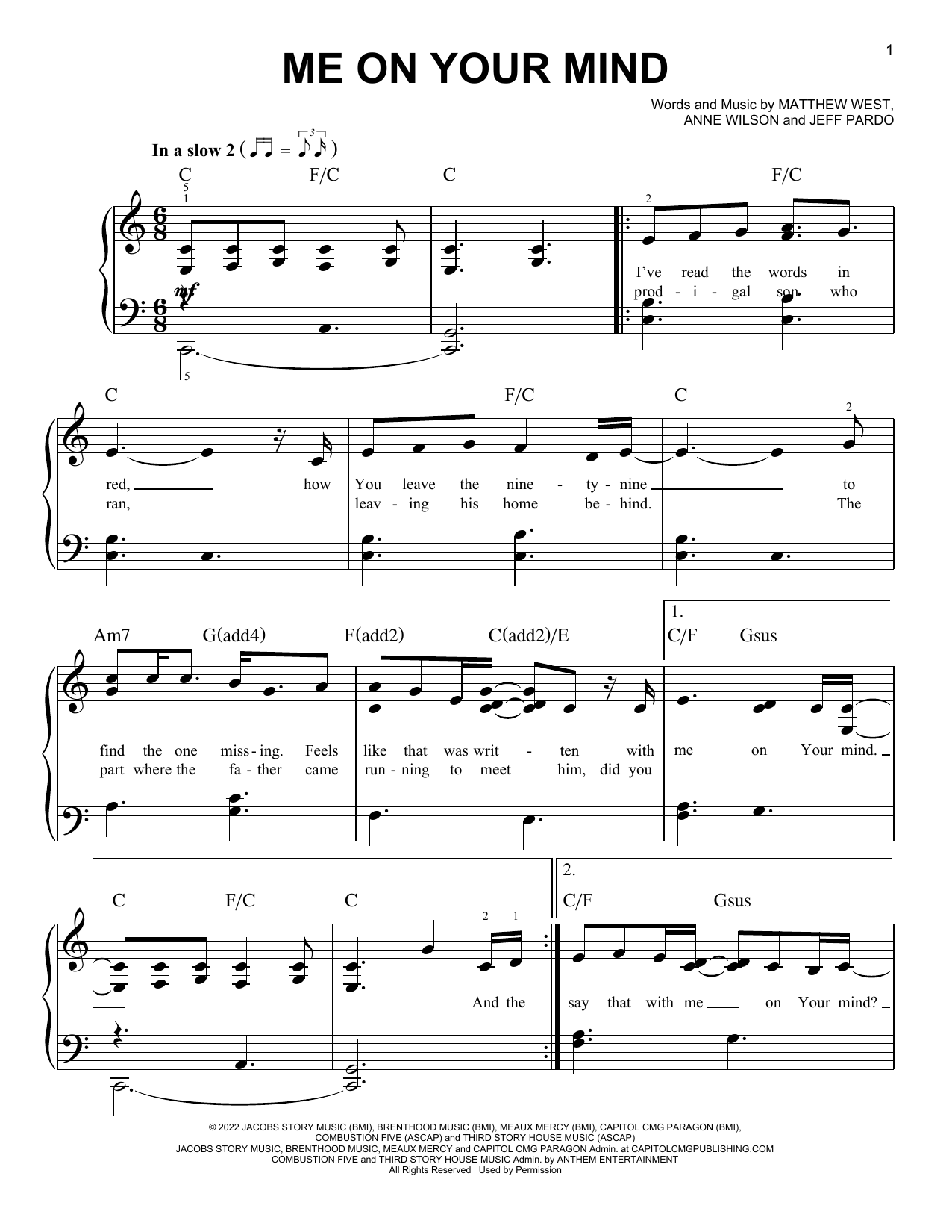 Matthew West Me On Your Mind sheet music notes and chords. Download Printable PDF.