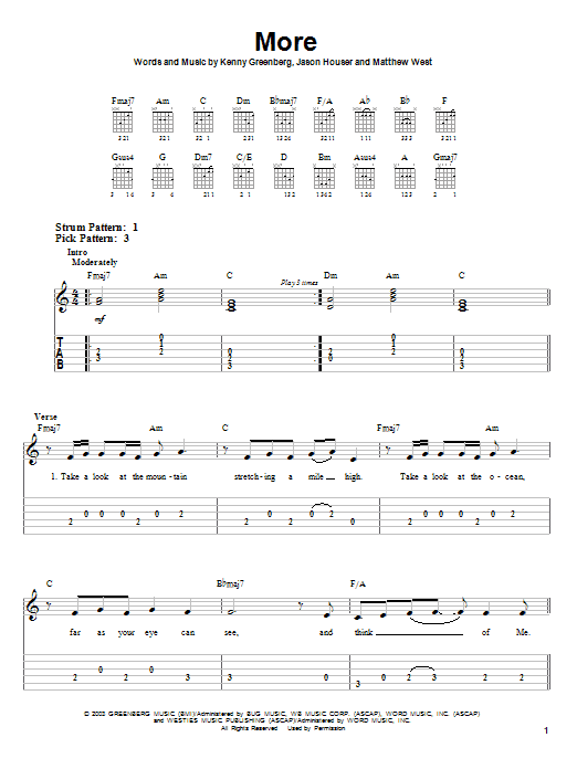 Matthew West More sheet music notes and chords. Download Printable PDF.