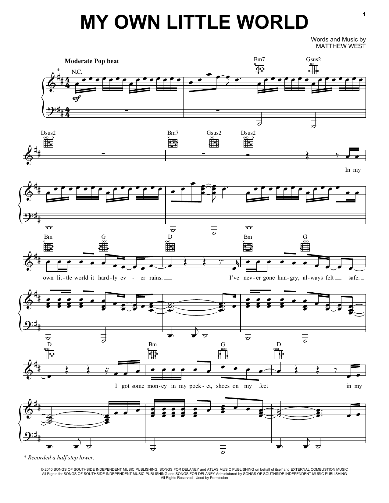 Learn to play Matthew West My Own Little World sheet music for Piano, Vocal & Guitar Chords (Right-Hand Melody) in minutes. Price: 7.8900$ Matthew West My Own Little World sheet music notes and chords arranged for Piano, Vocal & Guitar Chords (Right-Hand Melody)