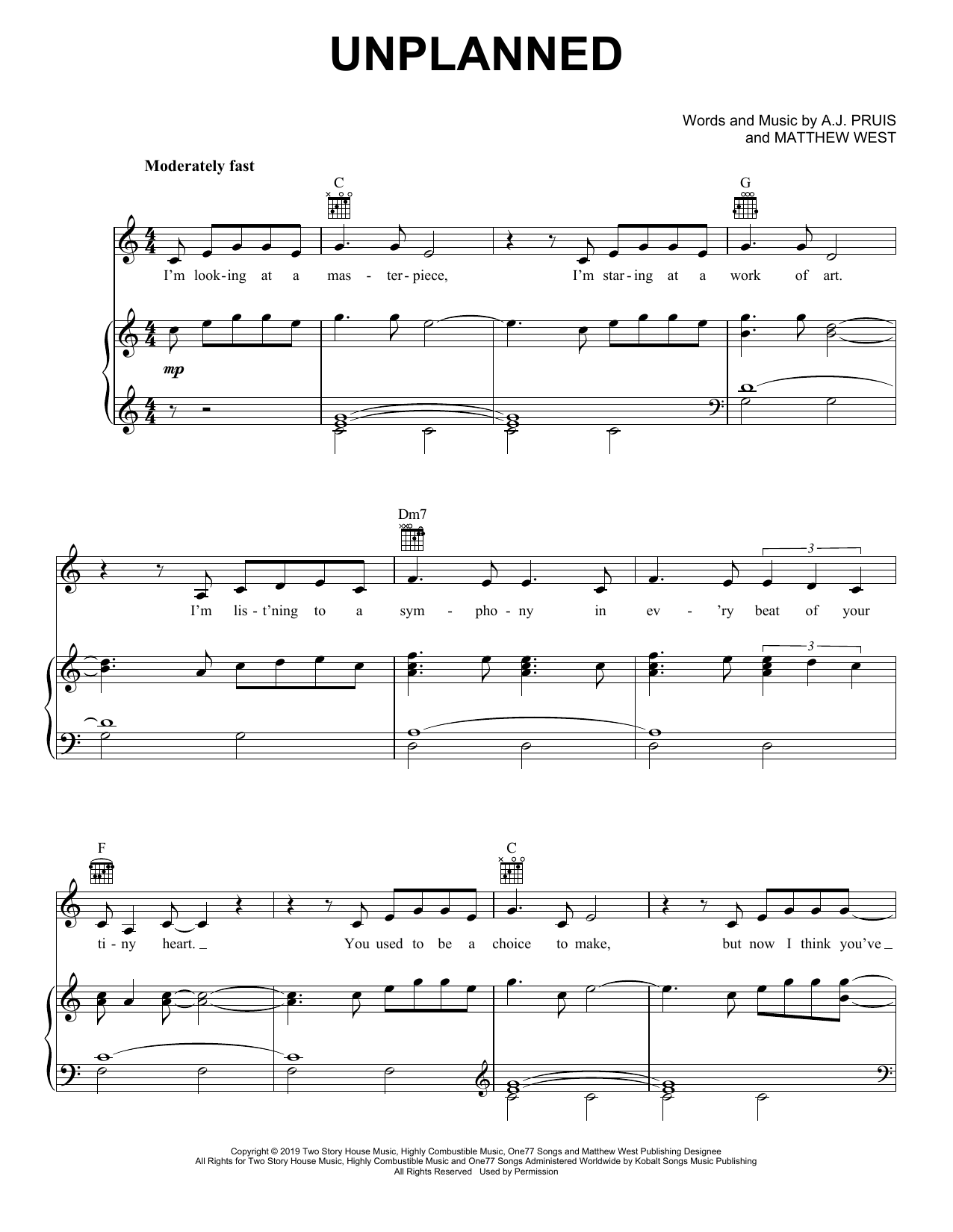 Learn to play Matthew West Unplanned sheet music for Piano, Vocal & Guitar Chords (Right-Hand Melody) in minutes. Price: 7.8900$ Matthew West Unplanned sheet music notes and chords arranged for Piano, Vocal & Guitar Chords (Right-Hand Melody)
