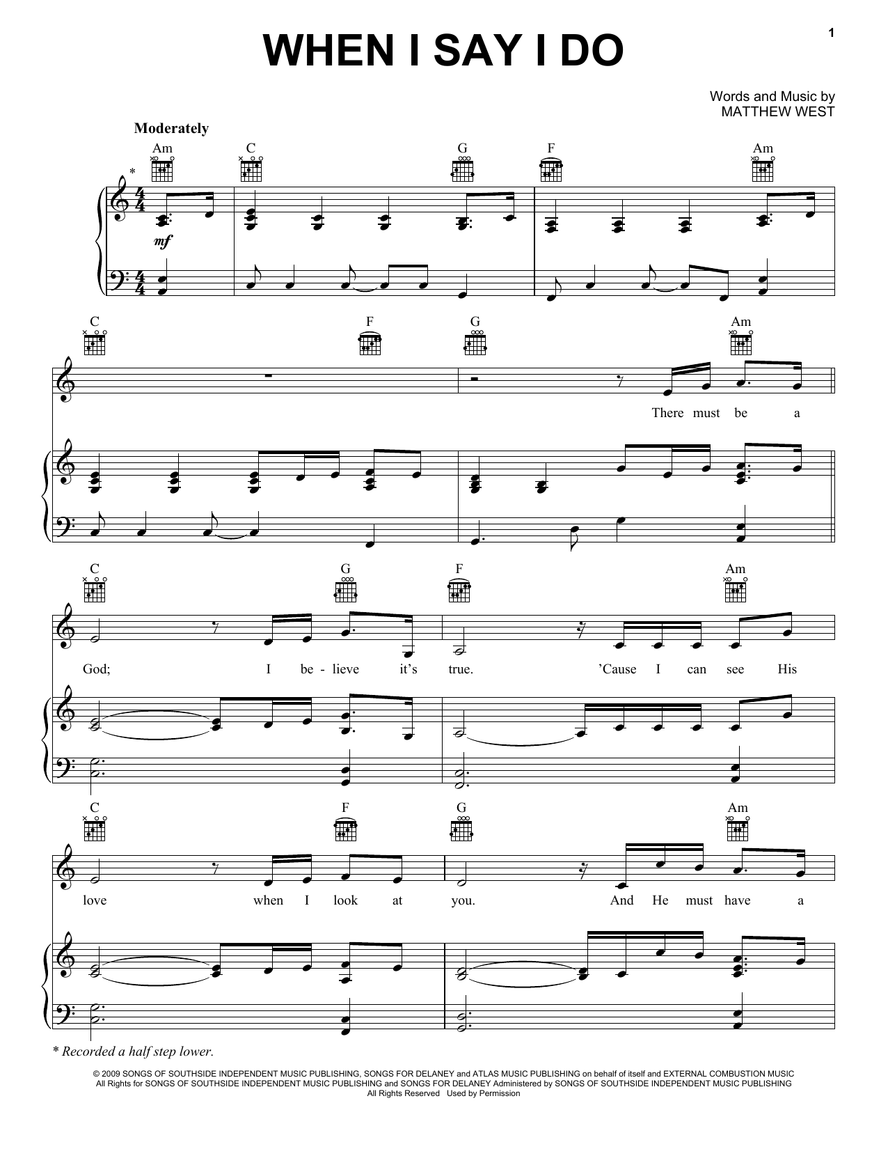 Matthew West When I Say I Do sheet music notes and chords. Download Printable PDF.