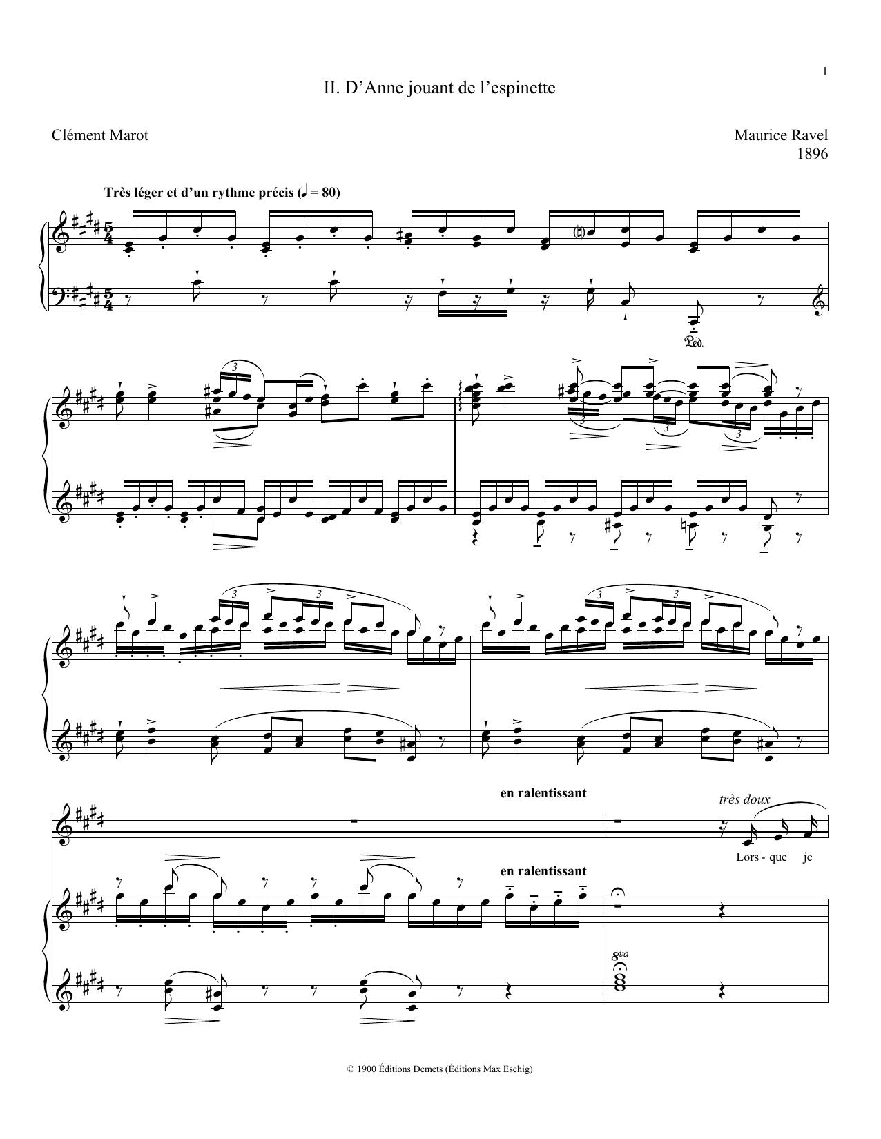Learn to play Maurice Ravel D'Anne Jouant De L'Espinette sheet music for Piano & Vocal in minutes. Price: 7.8900$ Maurice Ravel D'Anne Jouant De L'Espinette sheet music notes and chords arranged for Piano & Vocal