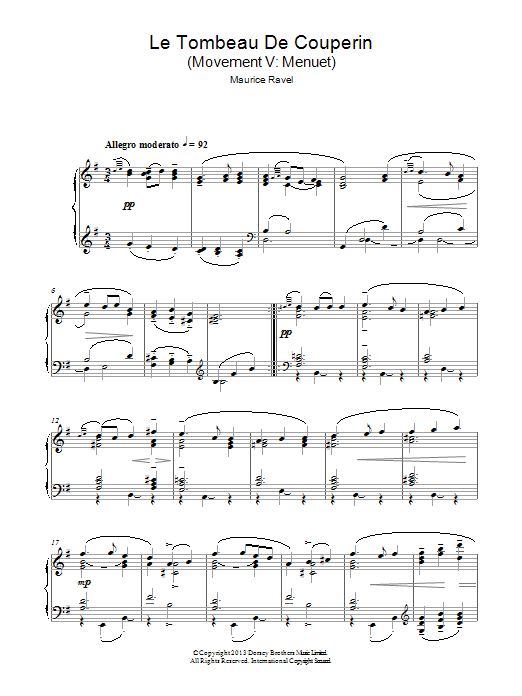 Learn to play Maurice Ravel Le Tombeau De Couperin sheet music for Piano Solo in minutes. Price: 7.8900$ Maurice Ravel Le Tombeau De Couperin sheet music notes and chords arranged for Piano Solo