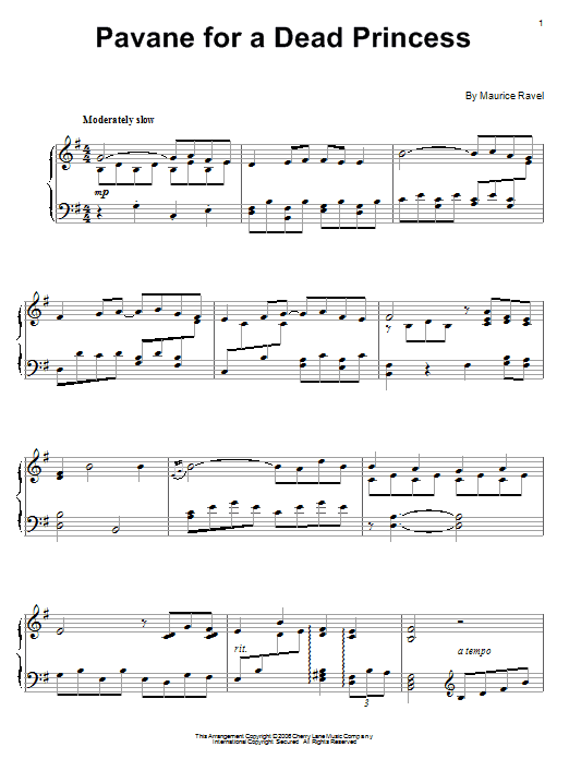 Maurice Ravel Pavane (For A Dead Princess) sheet music notes and chords. Download Printable PDF.