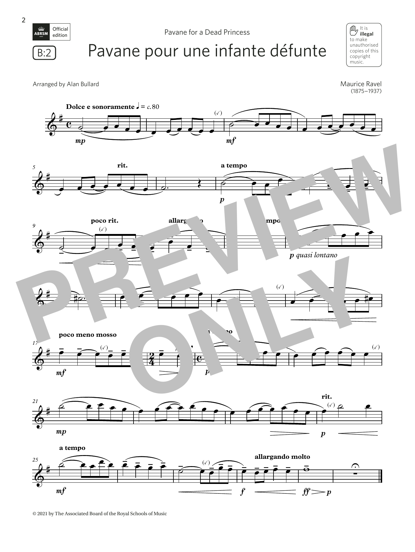 Maurice Ravel Pavane pour une infante défunte (Grade 3 List B2 from the ABRSM Saxophone syllabus from 2022) sheet music notes and chords. Download Printable PDF.