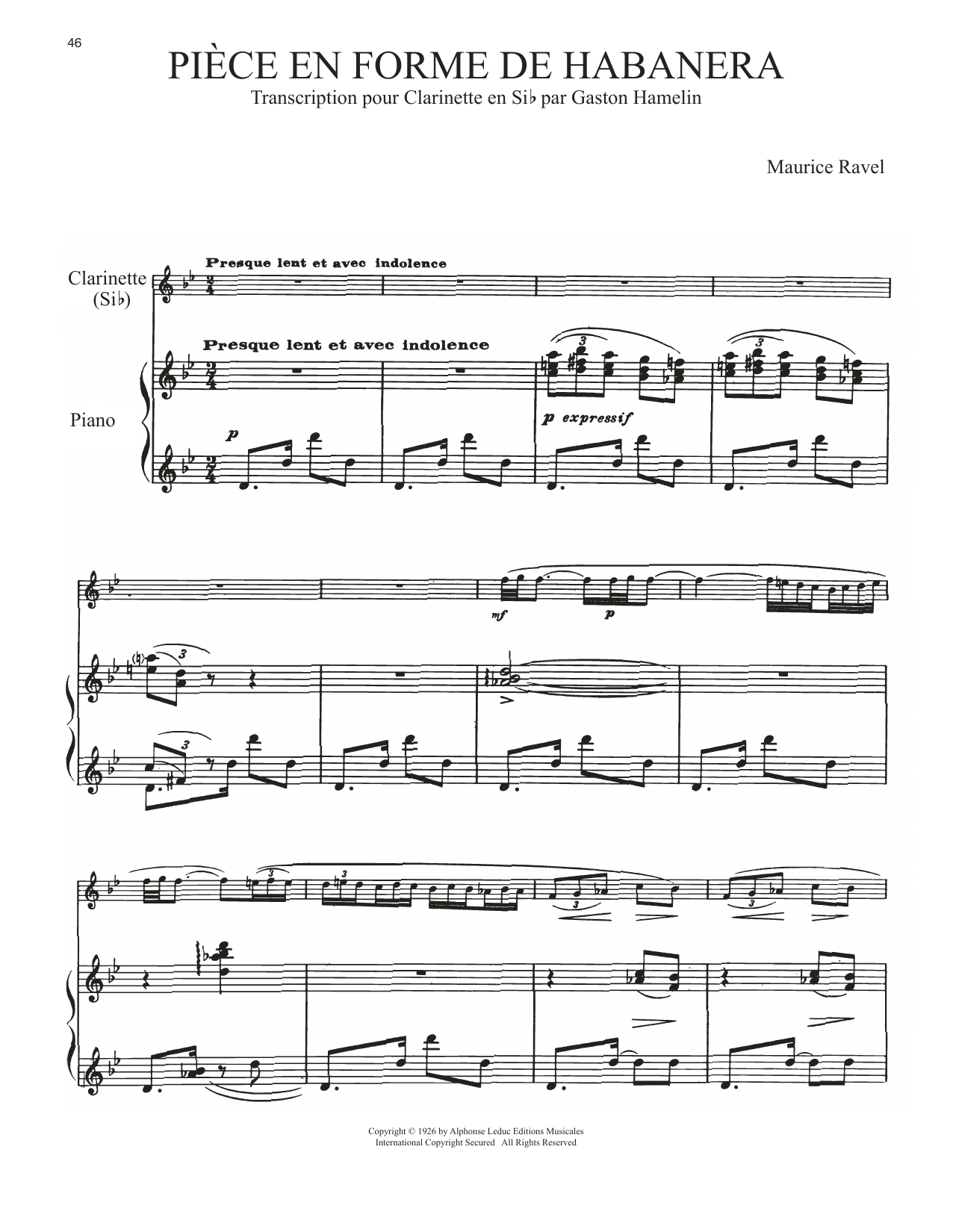 Maurice Ravel Piece En Forme De Habanera sheet music notes and chords. Download Printable PDF.