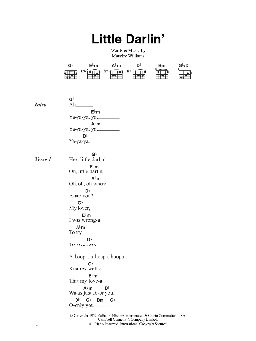 Maurice Williams Little Darlin' sheet music notes and chords. Download Printable PDF.