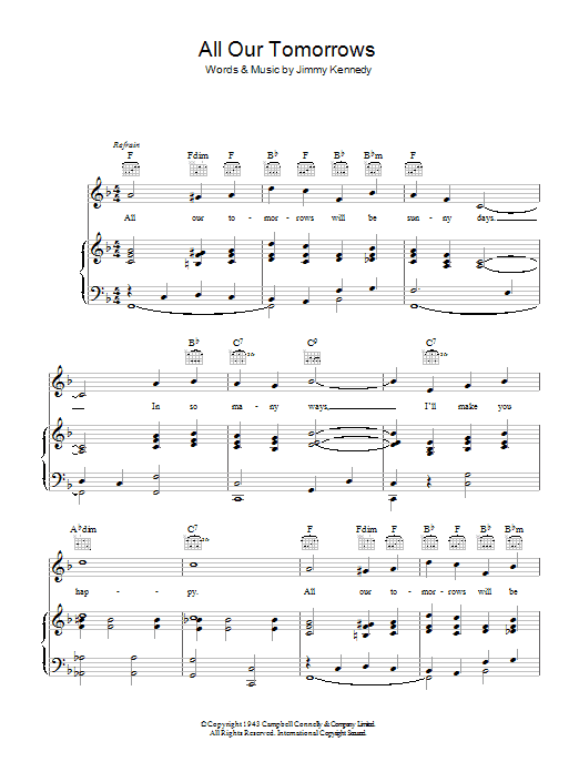 Learn to play Maurice Winnick All Our Tomorrows sheet music for Piano, Vocal & Guitar Chords in minutes. Price: 7.8900$ Maurice Winnick All Our Tomorrows sheet music notes and chords arranged for Piano, Vocal & Guitar Chords