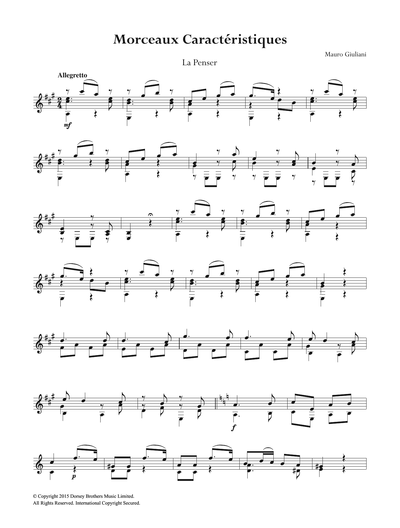 Mauro Giuliani Morceaux Caracteristiques sheet music notes and chords. Download Printable PDF.