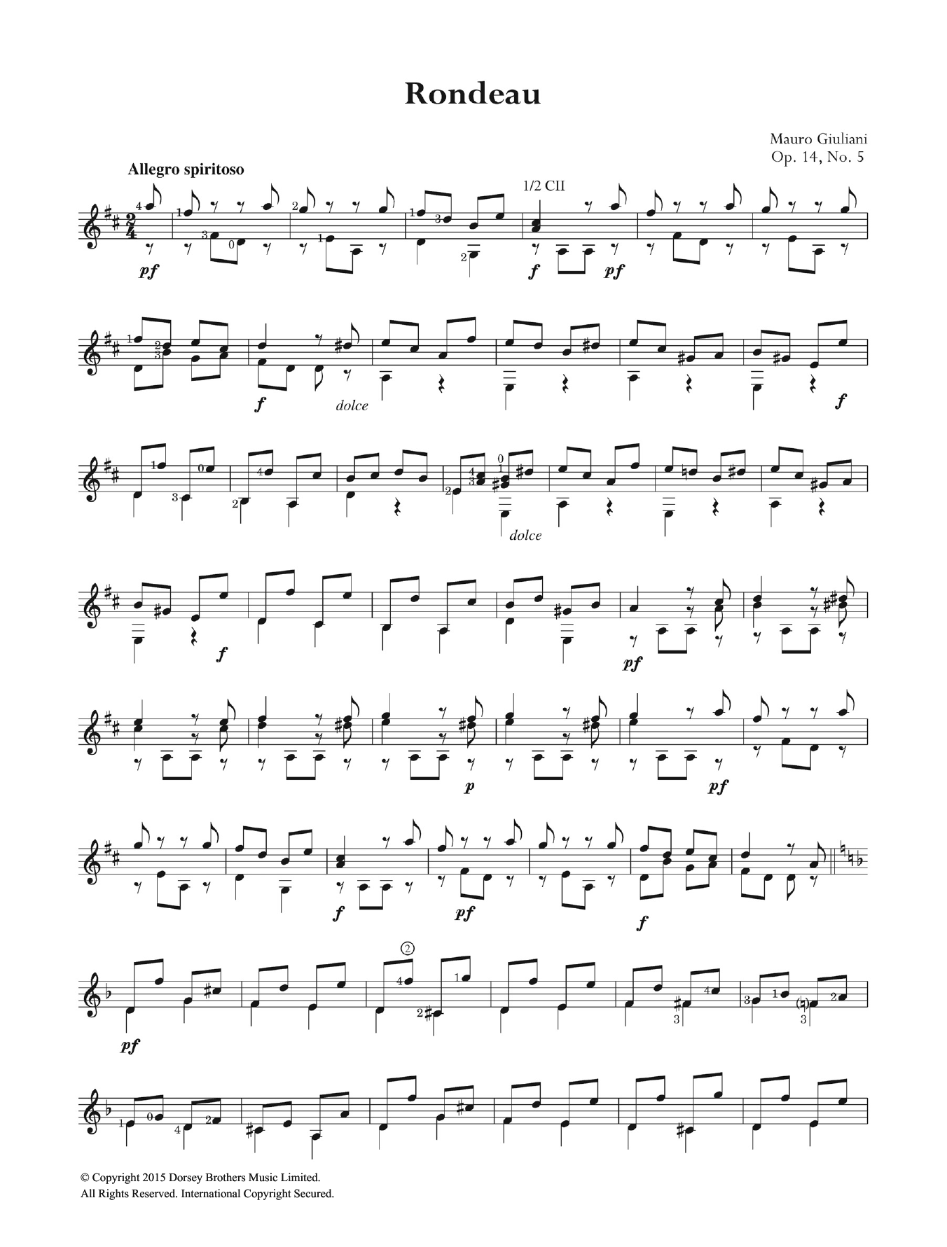 Mauro Giuliani Rondeau sheet music notes and chords. Download Printable PDF.