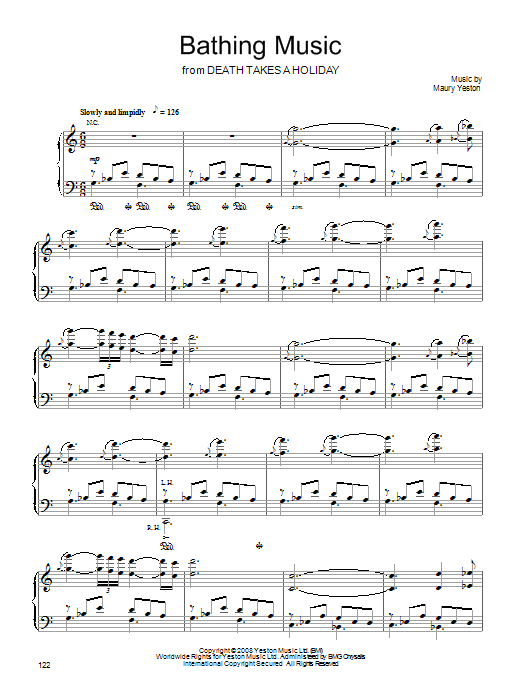 Learn to play Maury Yeston Bathing Music sheet music for Piano, Vocal & Guitar Chords (Right-Hand Melody) in minutes. Price: 7.8900$ Maury Yeston Bathing Music sheet music notes and chords arranged for Piano, Vocal & Guitar Chords (Right-Hand Melody)
