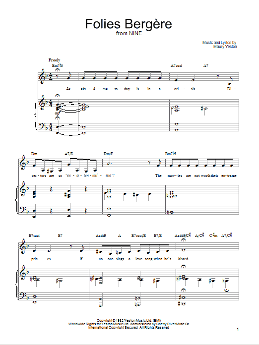 Learn to play Maury Yeston Folies Bergere sheet music for Piano, Vocal & Guitar Chords (Right-Hand Melody) in minutes. Price: 7.8900$ Maury Yeston Folies Bergere sheet music notes and chords arranged for Piano, Vocal & Guitar Chords (Right-Hand Melody)