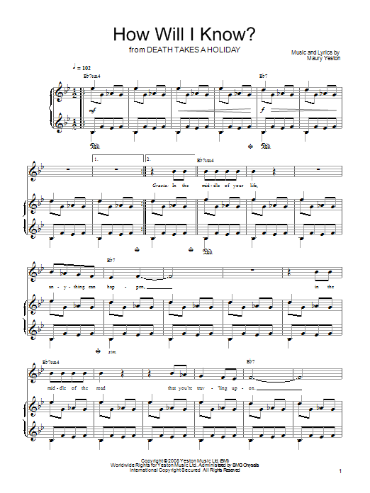 Maury Yeston How Will I Know? sheet music notes and chords. Download Printable PDF.