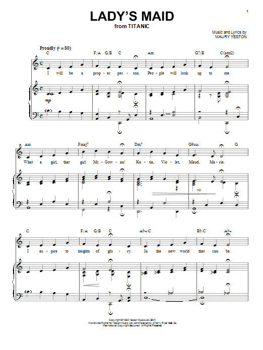 Learn to play Maury Yeston Lady's Maid sheet music for Piano & Vocal in minutes. Price: 7.8900$ Maury Yeston Lady's Maid sheet music notes and chords arranged for Piano & Vocal