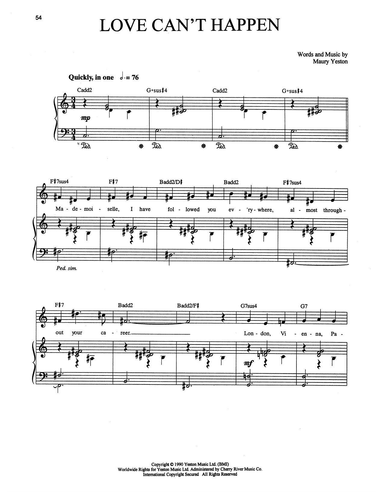 Learn to play Maury Yeston Love Can't Happen (from Grand Hotel: The Musical) sheet music for Piano, Vocal & Guitar Chords (Right-Hand Melody) in minutes. Price: 7.8900$ Maury Yeston Love Can't Happen (from Grand Hotel: The Musical) sheet music notes and chords arranged for Piano, Vocal & Guitar Chords (Right-Hand Melody)