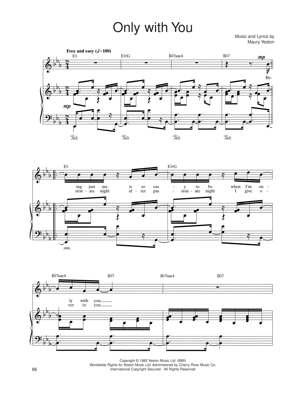 Learn to play Maury Yeston Only With You (from Nine) sheet music for Piano, Vocal & Guitar Chords (Right-Hand Melody) in minutes. Price: 7.8900$ Maury Yeston Only With You (from Nine) sheet music notes and chords arranged for Piano, Vocal & Guitar Chords (Right-Hand Melody)