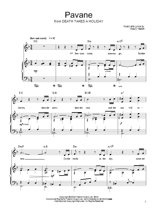 Learn to play Maury Yeston Pavane sheet music for Piano, Vocal & Guitar Chords (Right-Hand Melody) in minutes. Price: 7.8900$ Maury Yeston Pavane sheet music notes and chords arranged for Piano, Vocal & Guitar Chords (Right-Hand Melody)