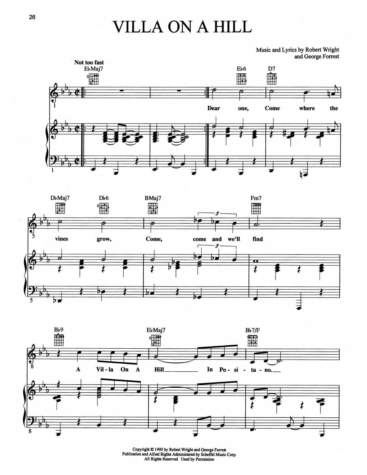 Maury Yeston Villa On A Hill (from Grand Hotel: The Musical) sheet music notes and chords arranged for Piano, Vocal & Guitar Chords (Right-Hand Melody)