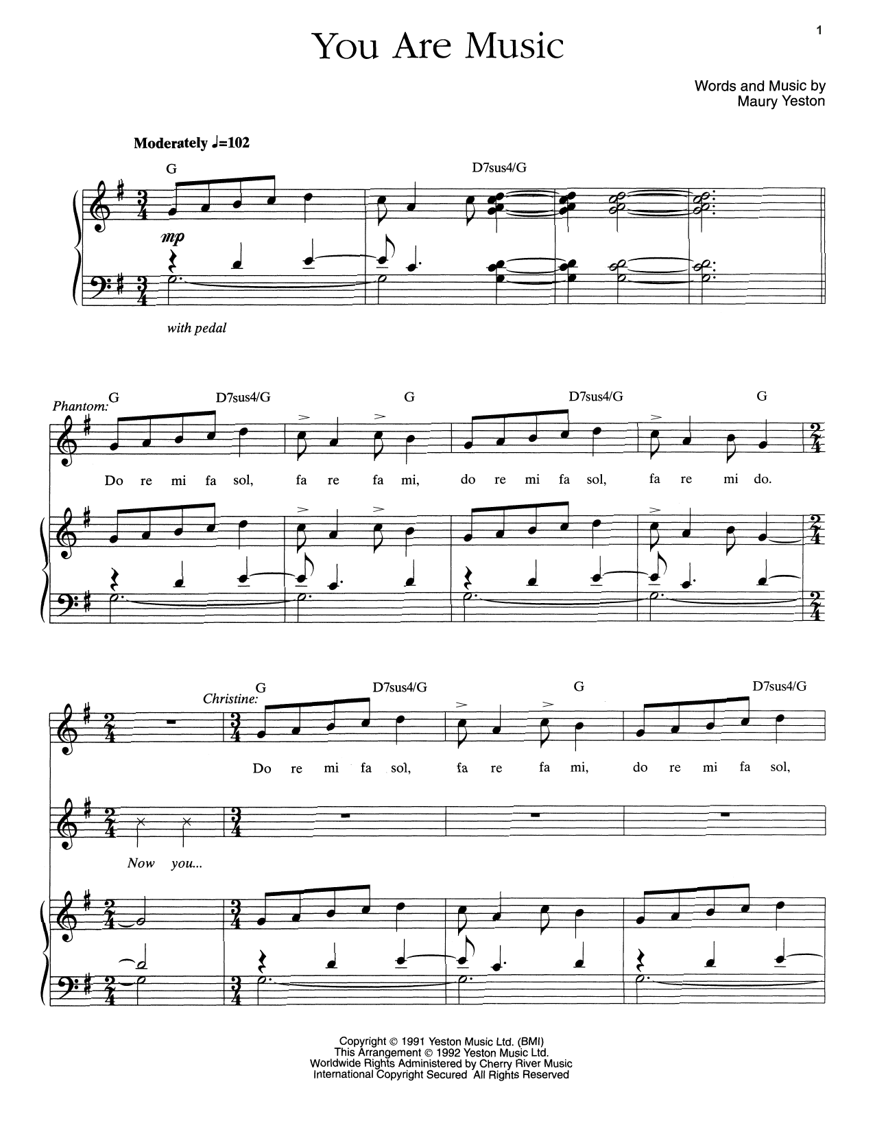 Maury Yeston You Are Music sheet music notes and chords. Download Printable PDF.