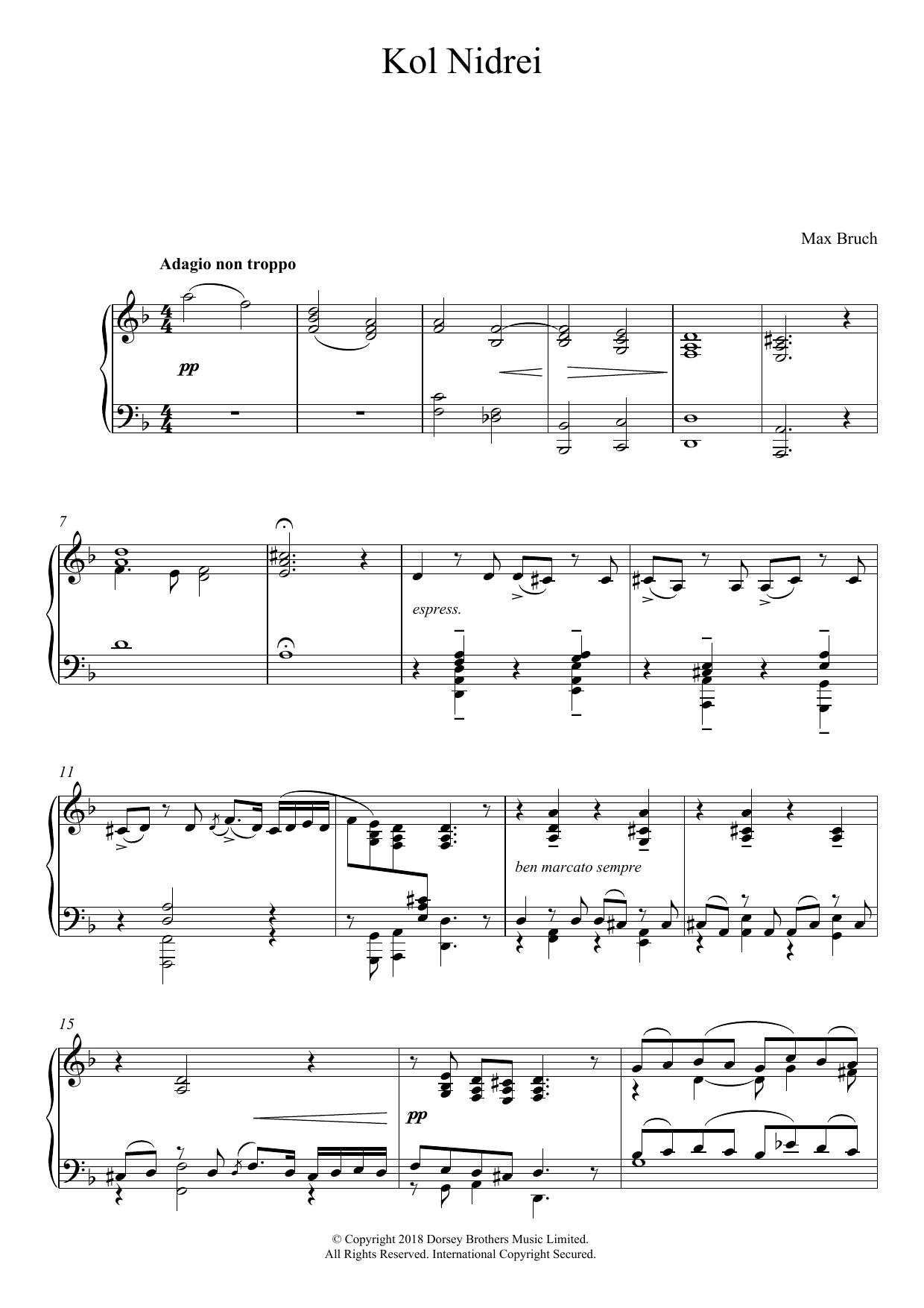 Max Bruch Kol Nidrei, Op. 47 sheet music notes and chords. Download Printable PDF.