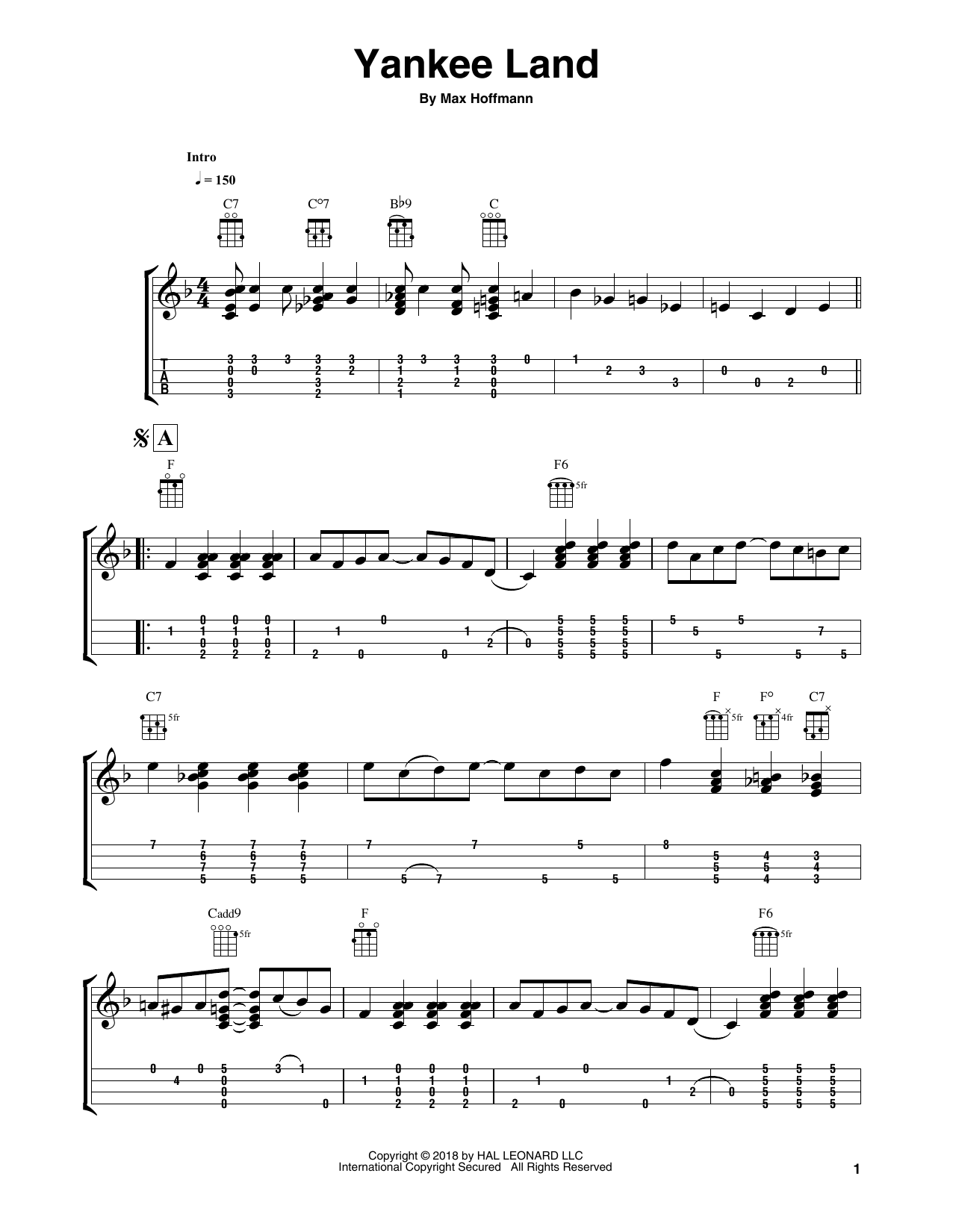 Fred Sokolow Yankee Land sheet music notes and chords. Download Printable PDF.