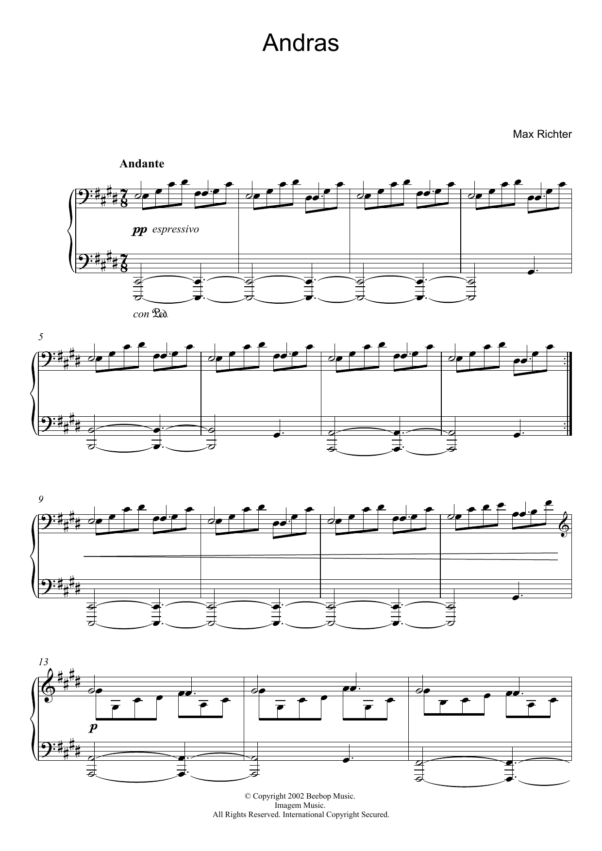 Max Richter Andras sheet music notes and chords. Download Printable PDF.