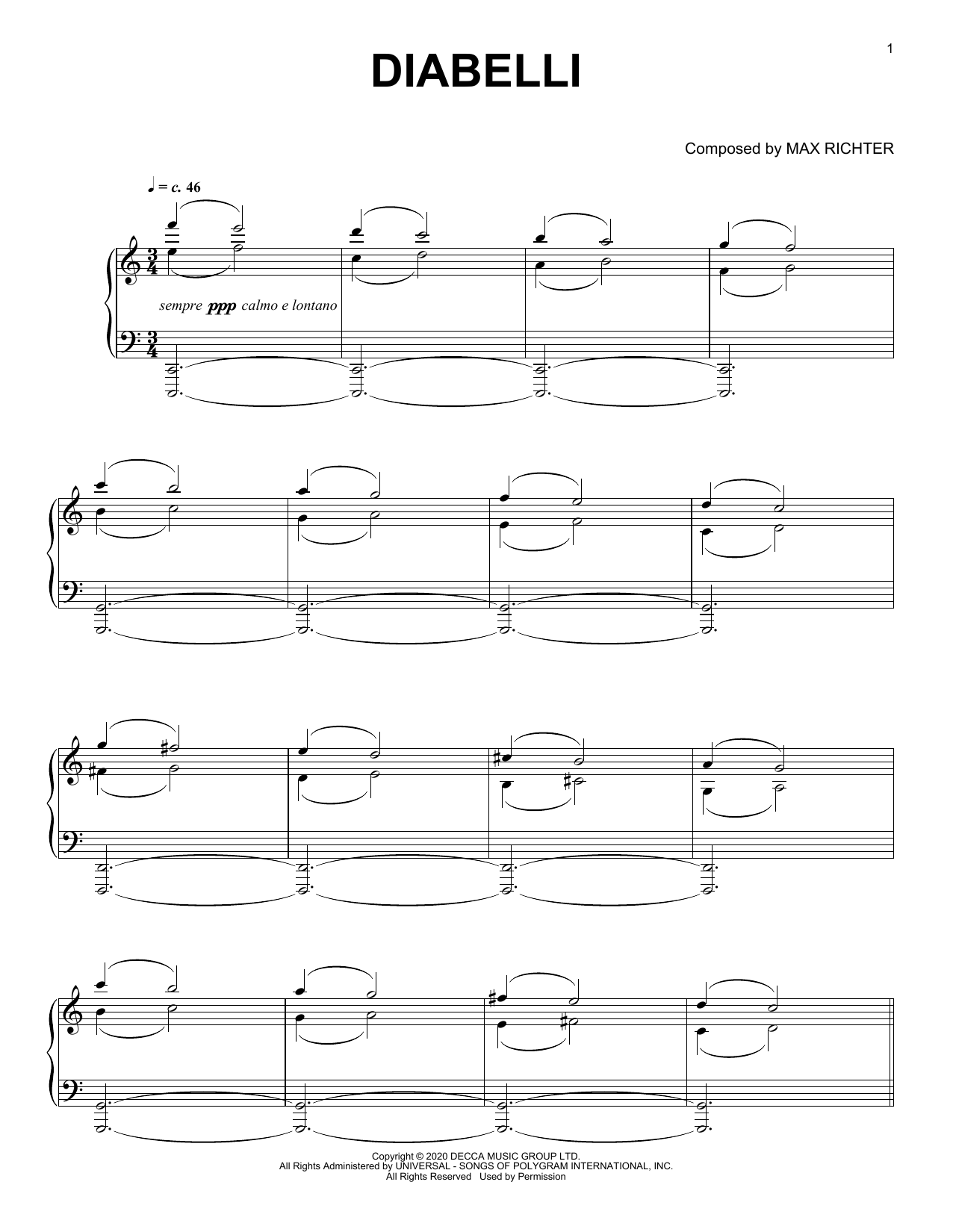 Learn to play Max Richter Diabelli sheet music for Piano Solo in minutes. Price: 7.8900$ Max Richter Diabelli sheet music notes and chords arranged for Piano Solo