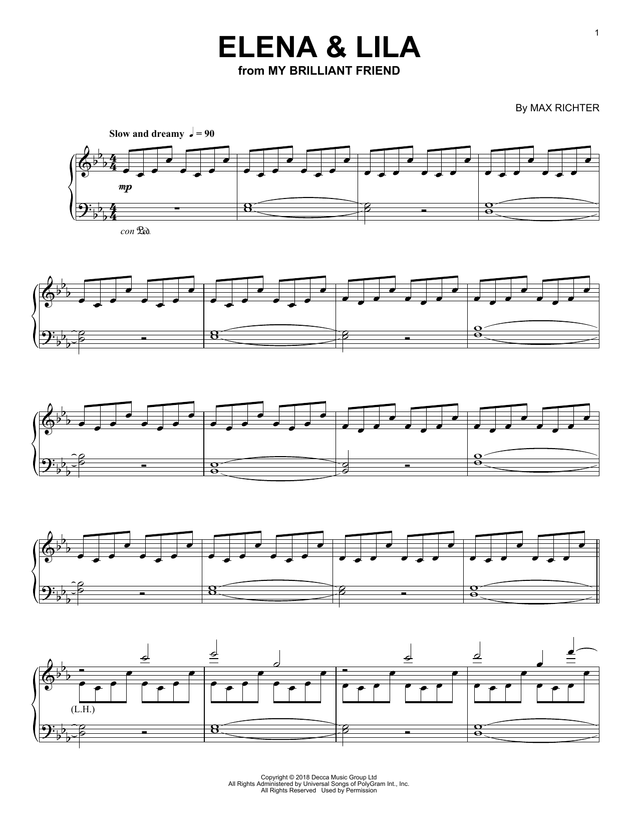 Max Richter Elena & Lila (from My Brilliant Friend) sheet music notes and chords. Download Printable PDF.