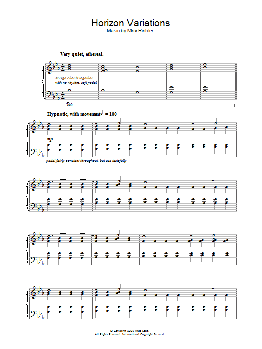 Learn to play Max Richter Horizon Variations sheet music for Piano Solo in minutes. Price: 7.8900$ Max Richter Horizon Variations sheet music notes and chords arranged for Piano Solo