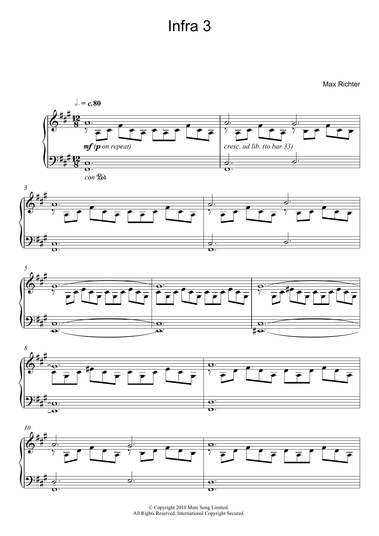 Learn to play Max Richter Infra 3 sheet music for Piano Solo in minutes. Price: 7.8900$ Max Richter Infra 3 sheet music notes and chords arranged for Piano Solo