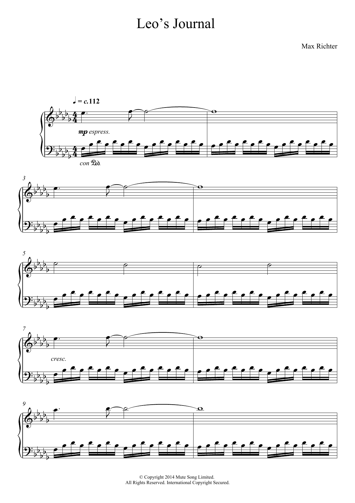 Max Richter Leo sheet music notes and chords. Download Printable PDF.