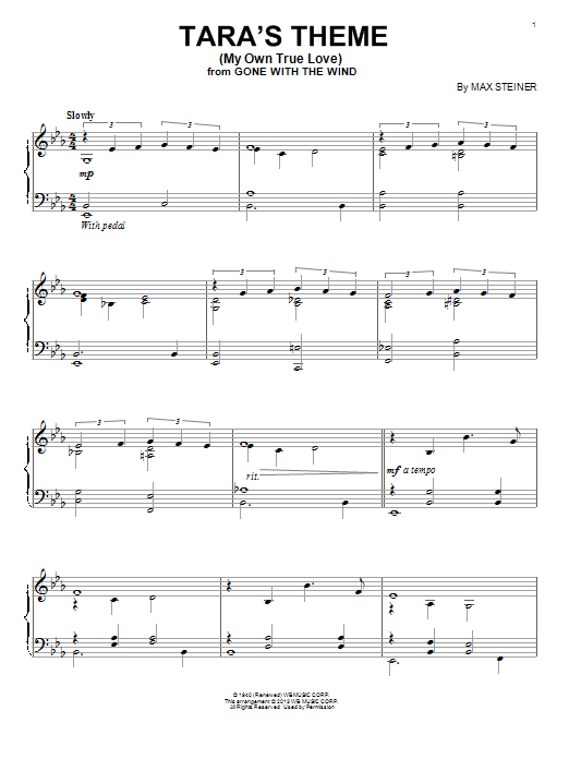 Learn to play Max Steiner Tara's Theme (My Own True Love) sheet music for Piano Solo in minutes. Price: 7.8900$ Max Steiner Tara's Theme (My Own True Love) sheet music notes and chords arranged for Piano Solo