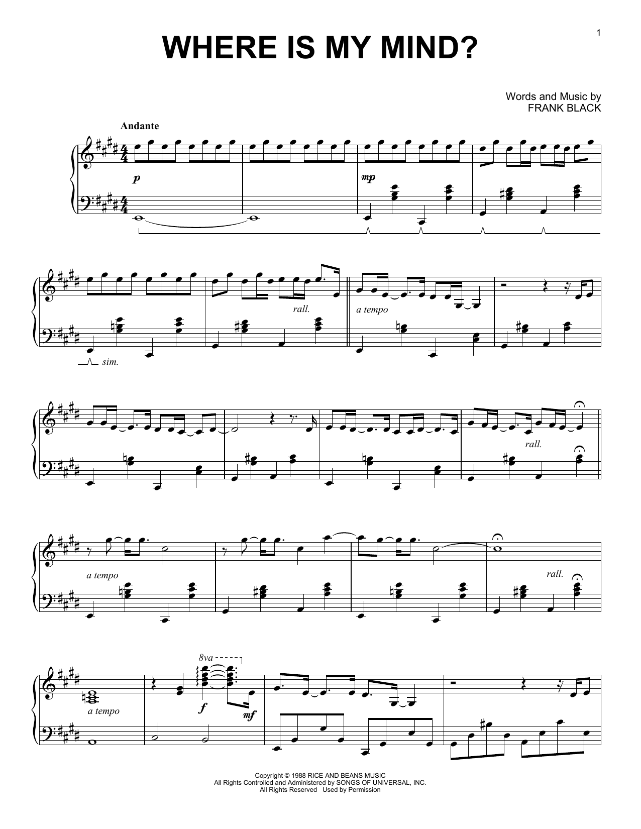 Maxence Cyrin Where Is My Mind? sheet music notes and chords. Download Printable PDF.