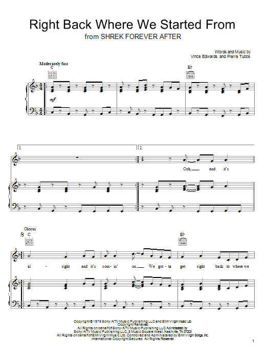 Maxine Nightingale Right Back Where We Started From sheet music notes and chords. Download Printable PDF.