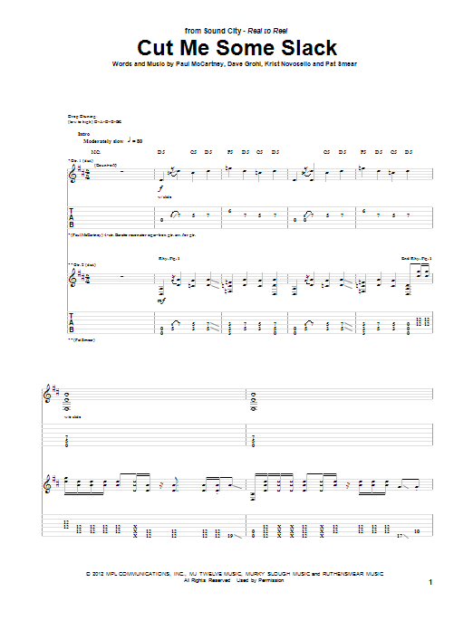 Learn to play McCartney, Grohl, Novoselic, Smear Cut Me Some Slack sheet music for Piano, Vocal & Guitar Chords (Right-Hand Melody) in minutes. Price: 7.8900$ McCartney, Grohl, Novoselic, Smear Cut Me Some Slack sheet music notes and chords arranged for Piano, Vocal & Guitar Chords (Right-Hand Melody)
