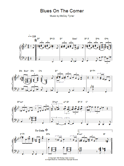 Learn to play McCoy Tyner Blues On The Corner sheet music for Piano Solo in minutes. Price: 7.8900$ McCoy Tyner Blues On The Corner sheet music notes and chords arranged for Piano Solo