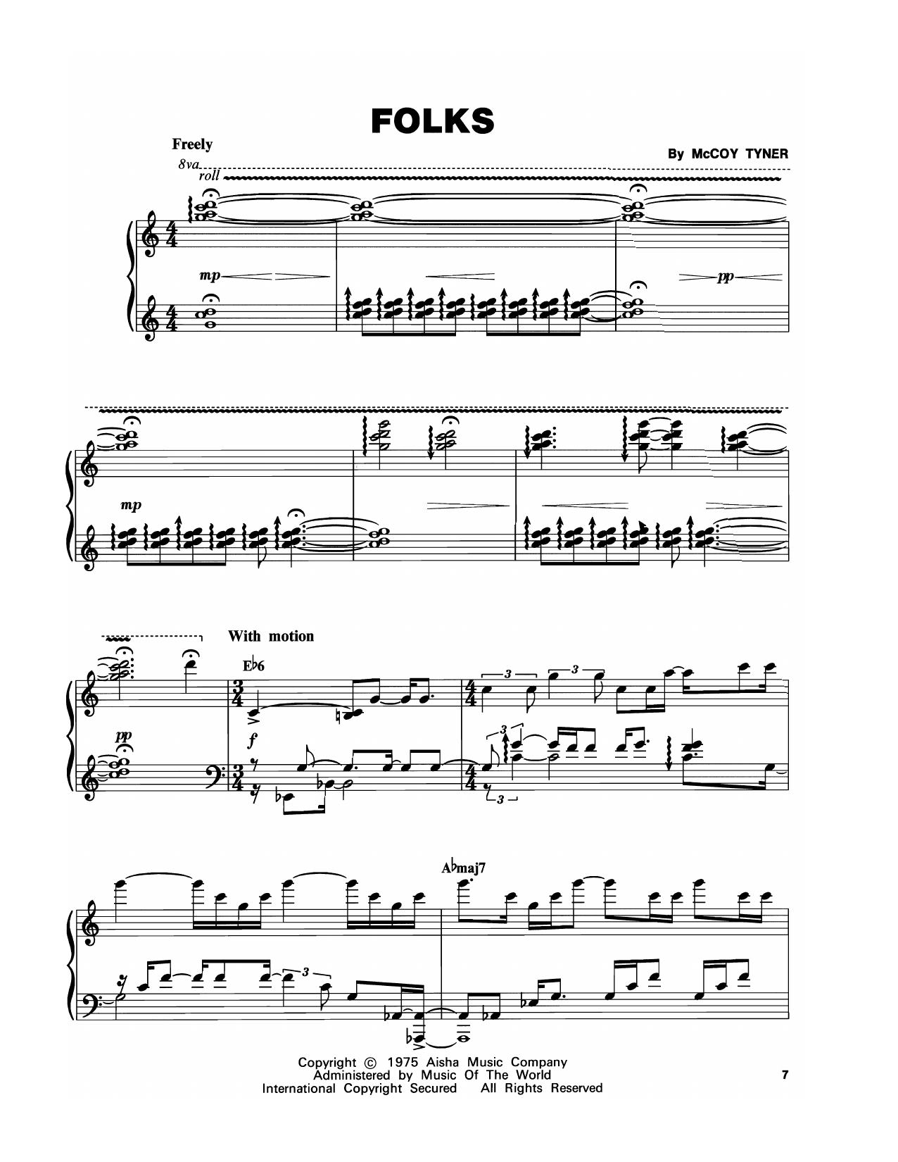 Learn to play McCoy Tyner Folks sheet music for Piano Transcription in minutes. Price: 7.8900$ McCoy Tyner Folks sheet music notes and chords arranged for Piano Transcription